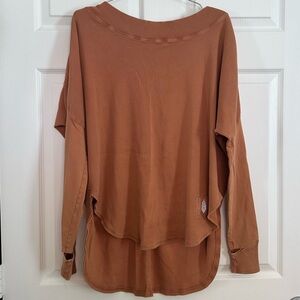 FP Movement Long Sleeve Brown Tunic Top